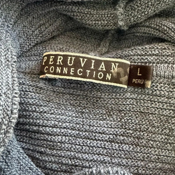 EUC Peruvian Connection Turtleneck Sweater Rare Large Navy Pima Cotton - Picture 3 of 4